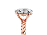 Rose gold Oval Solitaire Twist Band Ring with Four-Prong Setting_73