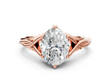 Rose gold Oval Solitaire Twist Band Six-Prong Setting 1