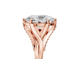 Rose gold Oval Solitaire Twist Band Six-Prong Setting