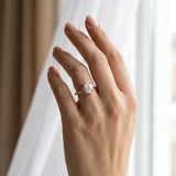 Rose gold Oval Solitaire Twist Band with Channel-Set Diamonds and Four-Prong Setting_2