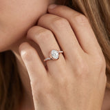 Rose gold Oval Solitaire Twist Band with Channel-Set Diamonds and Four-Prong Setting_4