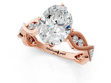 Rose gold Oval Solitaire Twist Band with Leaf Prong Setting 1