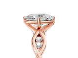 Rose gold Oval Solitaire Twist Band with Leaf Prong Setting 5