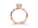 Rose gold Oval Solitaire Twist Band with Pavé Accents and Four-Prong Setting_23