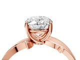 Rose gold Oval Solitaire Twist Band with Pavé Accents and Four-Prong Setting_24