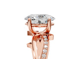 Rose gold Oval Solitaire Twist Band with Pavé Accents and Four-Prong Setting_25