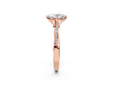 Rose gold Oval Solitaire Twist Band with Pavé Diamonds and Four-Prong Setting_67
