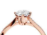 Rose gold Oval Solitaire Twist Band with Pavé Diamonds and Four-Prong Setting_69