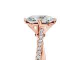 Rose gold Oval Solitaire Twist Band with Pavé Diamonds and Four-Prong Setting_70