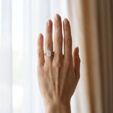 Rose gold Oval Solitaire Twist Band with Pavé Setting and Four-Prong Setting_13