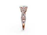 Rose gold Oval Solitaire Twist Band with Pavé Setting and Four-Prong Setting_59