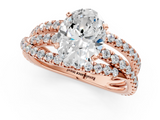 Rose gold Oval Solitaire Twist Band with Pavé Setting and Four-Prong Setting_93