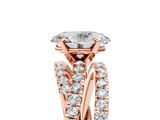 Rose gold Oval Solitaire Twist Band with Pavé Setting and Four-Prong Setting_97