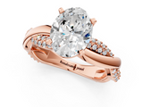 Rose gold Oval Solitaire Twist Band with Pave Prong Setting_52