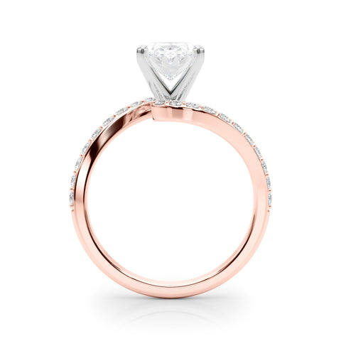 Rose gold Oval Solitaire Twist Band with Pave Set Diamonds and Four-Prong Setting 2