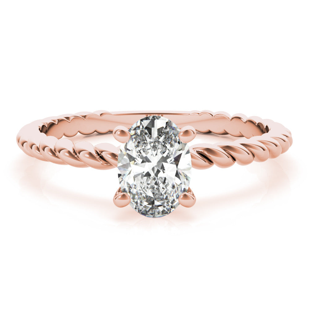 Rose gold Oval Solitaire Twisted Band 4-Prong Ring 1