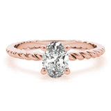 Rose gold Oval Solitaire Twisted Band 4-Prong Ring 1
