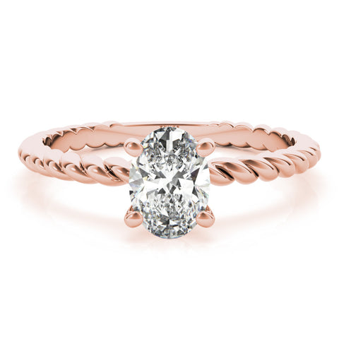 Rose gold Oval Solitaire Twisted Band 4-Prong Ring 1