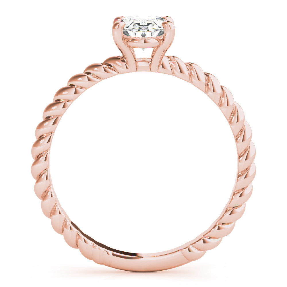 Rose gold Oval Solitaire Twisted Band 4-Prong Ring 2