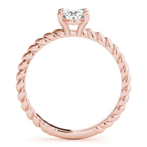 Rose gold Oval Solitaire Twisted Band 4-Prong Ring 2
