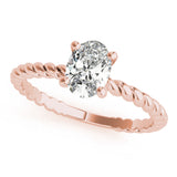 Rose gold Oval Solitaire Twisted Band 4-Prong Ring