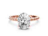 Rose gold Oval Solitaire Twisted Band 4-Prong Ring_18