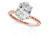 Rose gold Oval Solitaire Twisted Band 4-Prong Ring_19