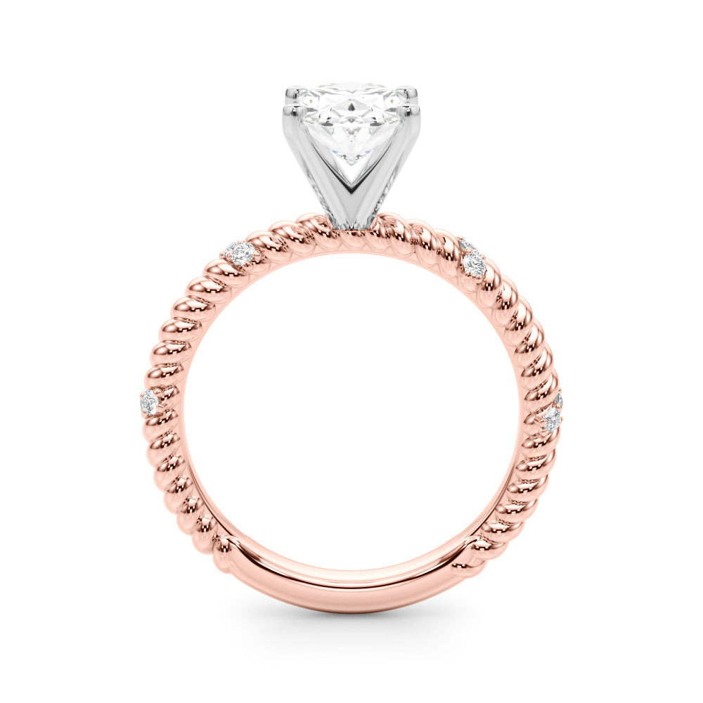 Rose gold Oval Solitaire Twisted Band Prong Set Engagement Ring 2