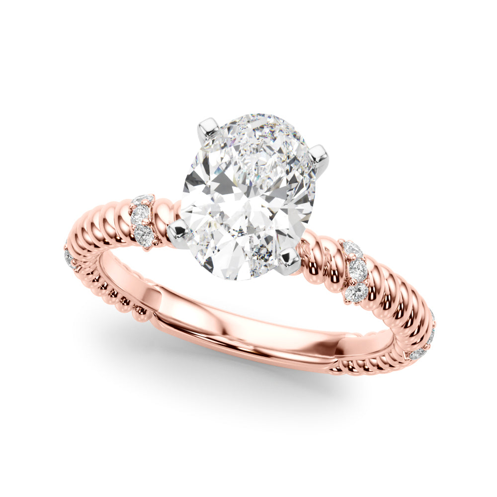 Rose gold Oval Solitaire Twisted Band Prong Set Engagement Ring