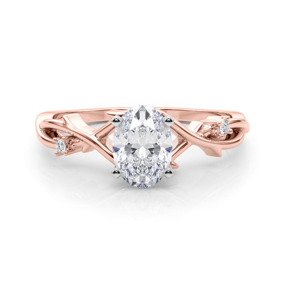Rose gold Oval Solitaire Twisted Band Prong Setting Ring 1
