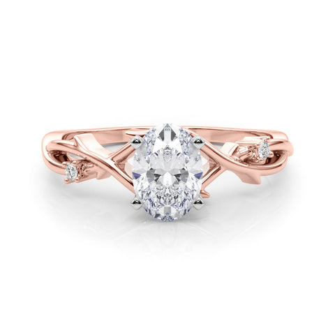 Rose gold Oval Solitaire Twisted Band Prong Setting Ring 1