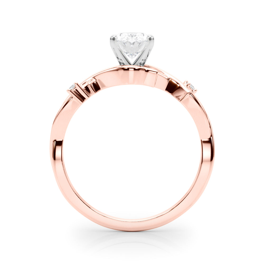 Rose gold Oval Solitaire Twisted Band Prong Setting Ring 2