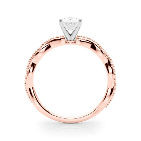 Rose gold Oval Solitaire Twisted Band with Bead Prong Setting 2