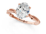 Rose gold Oval Solitaire Twisted Band with Bead Prong Setting_423