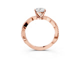 Rose gold Oval Solitaire Twisted Band with Bead Prong Setting_425