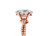 Rose gold Oval Solitaire Twisted Band with Bead Prong Setting_427