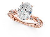 Rose gold Oval Solitaire Twisted Band with Pavé Accents and Four-Prong Setting_26