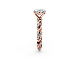 Rose gold Oval Solitaire Twisted Band with Pavé Accents and Four-Prong Setting_27