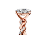 Rose gold Oval Solitaire Twisted Band with Pavé Accents and Four-Prong Setting_30