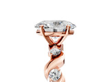 Rose gold Oval Solitaire Twisted Band with Prong Setting 5