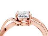 Rose gold Oval Solitaire Twisted Band with Prong Setting_17