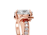 Rose gold Oval Solitaire Twisted Band with Prong Setting_18