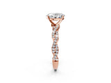 Rose gold Oval Solitaire Twisted Pave Band with Four-Prong Setting_10