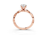 Rose gold Oval Solitaire Twisted Pave Band with Four-Prong Setting_11