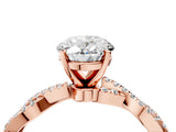 Rose gold Oval Solitaire Twisted Pave Band with Four-Prong Setting_12