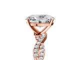 Rose gold Oval Solitaire Twisted Pave Band with Four-Prong Setting_13
