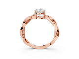 Rose gold Oval Solitaire Twisted Pave Diamond Ring with Four-Prong Setting_15