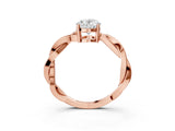 Rose gold Oval Solitaire Twisted Pave Diamond Ring with Four-Prong Setting_87