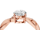 Rose gold Oval Solitaire Twisted Pave Diamond Ring with Four-Prong Setting_88
