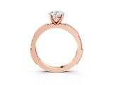 Rose gold Oval Solitaire with Pavé Band and Four-Prong Setting_325